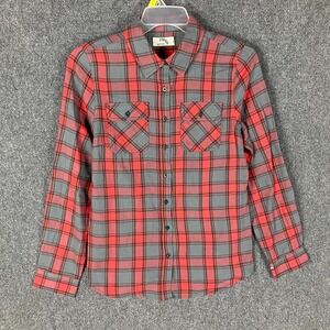 Emma Flannel Women's Large Plaid Gray Red 100% Cotton Adults‎ L